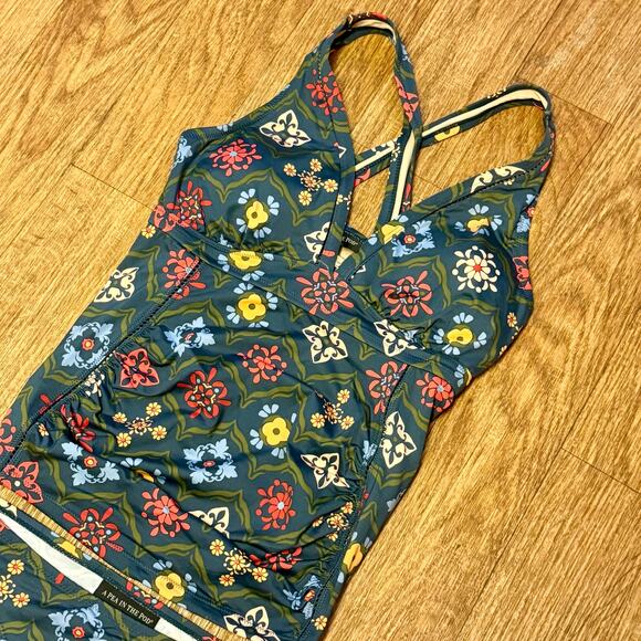 A Pea in the Pod Maternity Floral Tankini Two-Piece Swimsuit Set Size Small - Picture 3 of 13